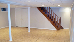 A complete finished basement system in a Drexel Hill home